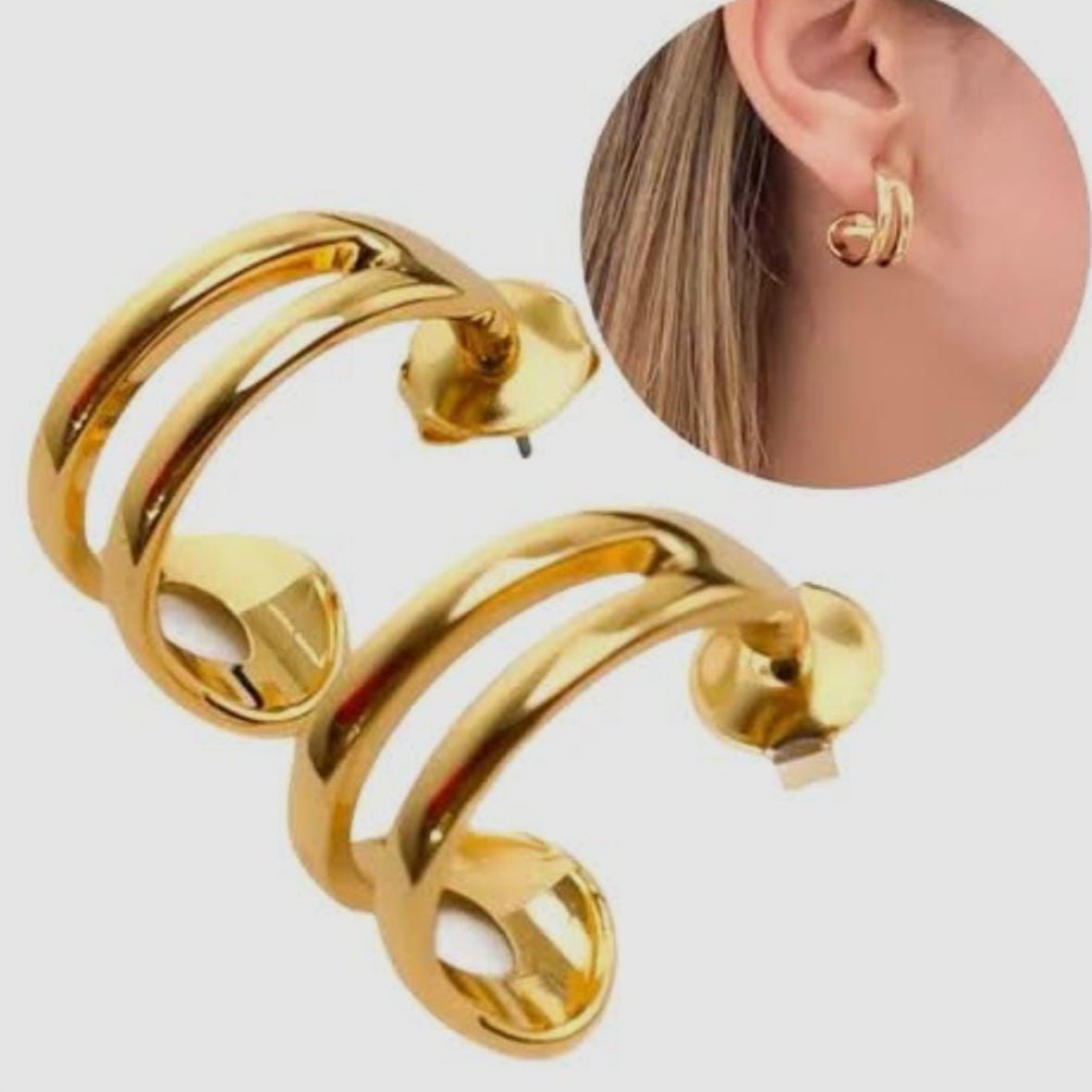 Design sem nome (84) Brinco Argola Dois Elos - Imagem 1